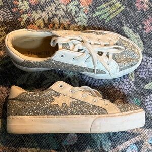 Restricted Silver Glitter Star Sneakers Womens size 10 sparkle dance shoes